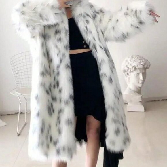 Multicolor Casual Women's Faux Fur Long Coat - Picture 6 of 6